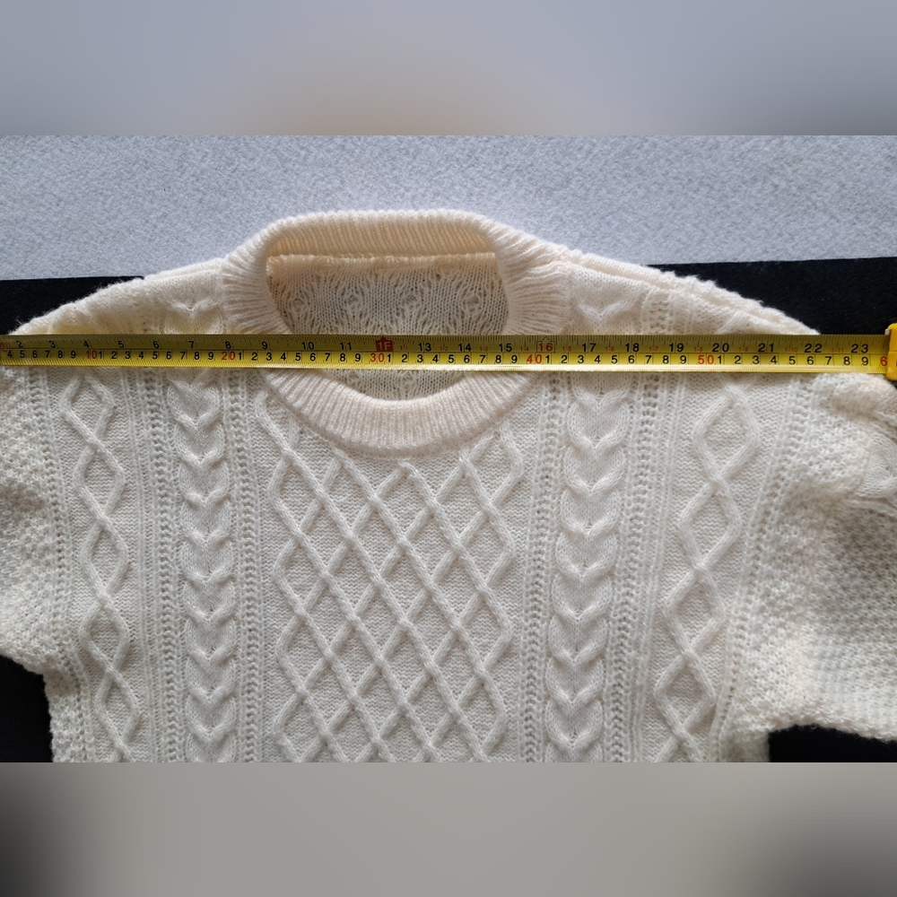 Classic Preppy Knit Sweater in Cream - Picture 6 of 11